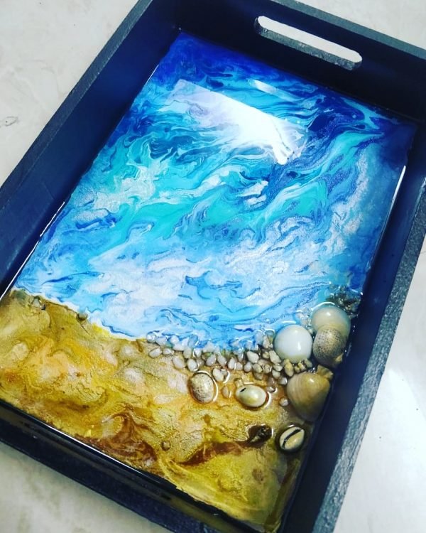 Zupppy Art & Craft Resin Wooden Tray