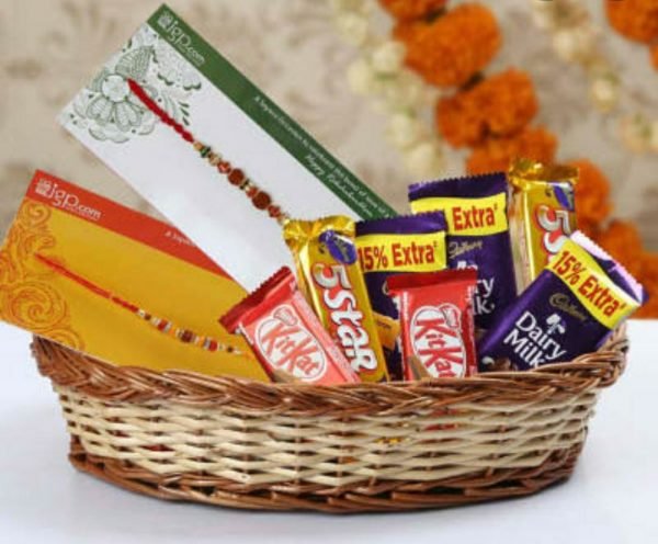 Zupppy Chocolates Set of rakhi with cadbury basket