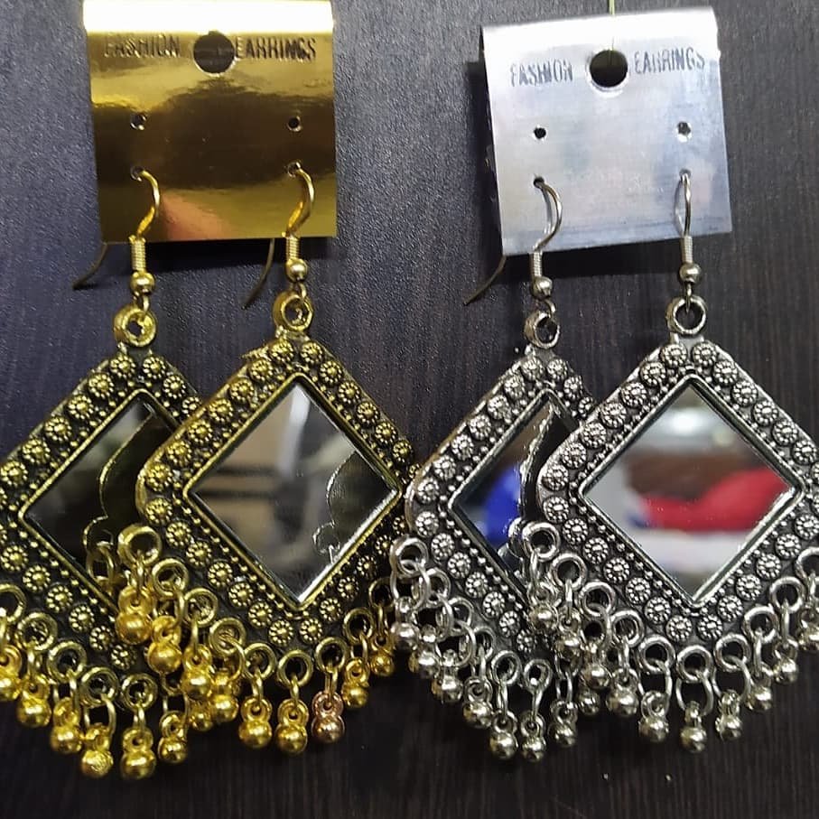 Buy Noor Mirror Glass Embellished Earrings Online | Aza Fashions | Online  earrings, Handcrafted earrings, Mens accessories jewelry