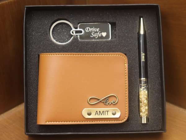 Zupppy Accessories Customized Name Wallet with Charm, Pen, and Keychain Combo – Personalized Diwali Gifts for Employees, Branded Wallet with Name