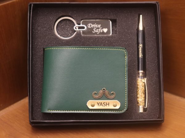 Zupppy Accessories Customized Name Wallet with Charm, Pen, and Keychain Combo – Personalized Diwali Gifts for Employees, Branded Wallet with Name