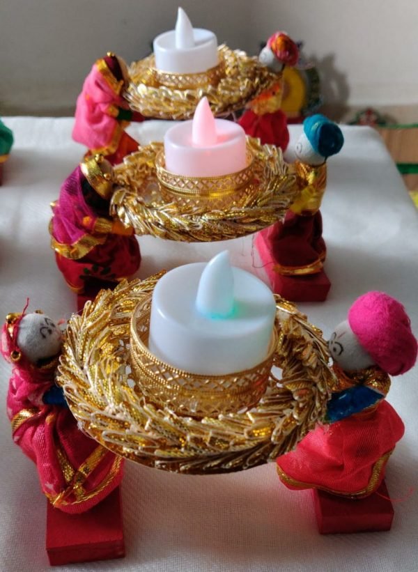 Zupppy Diyas & Candles Rajasthani Puppet Tealight Candle Holders – Colorful Kathputli Art for Festive Décor