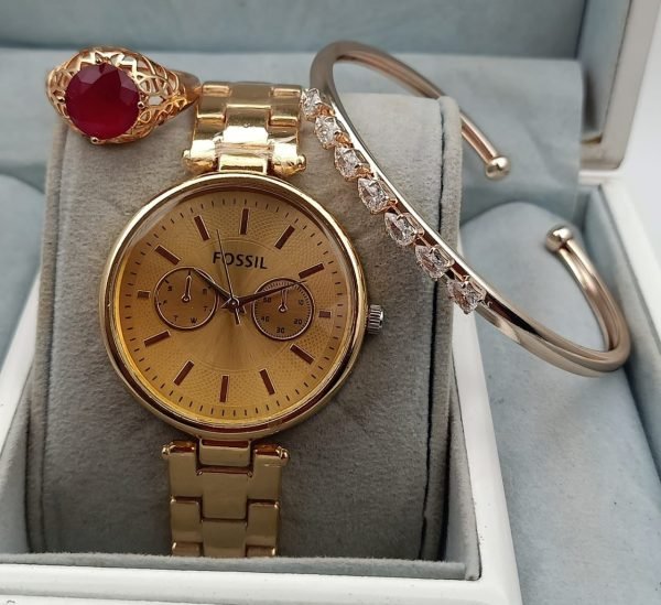 Zupppy Accessories Elegance Redefined: Women Watch + Hand Kada Combo – High-Quality, Gold-Polished, 1-Year Warranty!