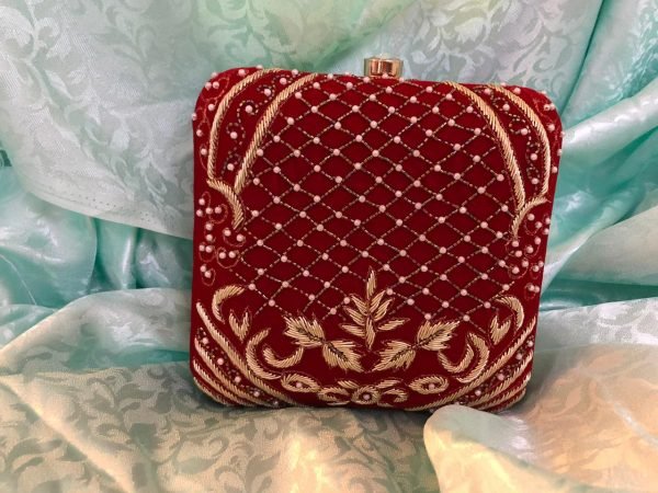 Zupppy Accessories Handcrafted Embroidery Clutch Square Shaped – Elevate Your Style