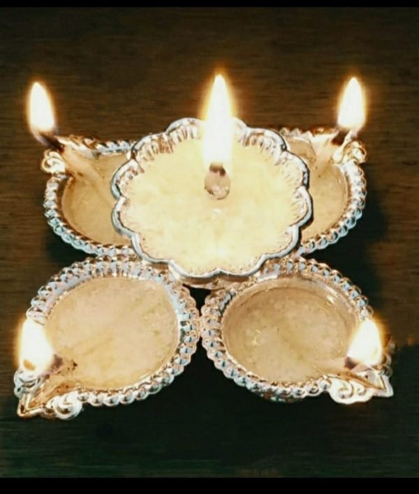 Zupppy Diyas & Candles Silver plating four in one Diya