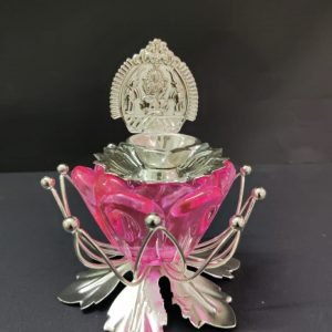 Zupppy Diyas & Candles Fountain Silver Coated Laxmi ji Diya Holder