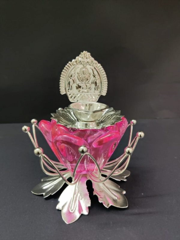 Zupppy Diyas & Candles Fountain Silver Coated Laxmi ji Diya Holder