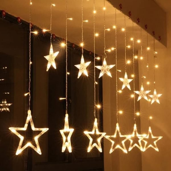 Zupppy Art & Craft Warm white star curtain( yellow color )