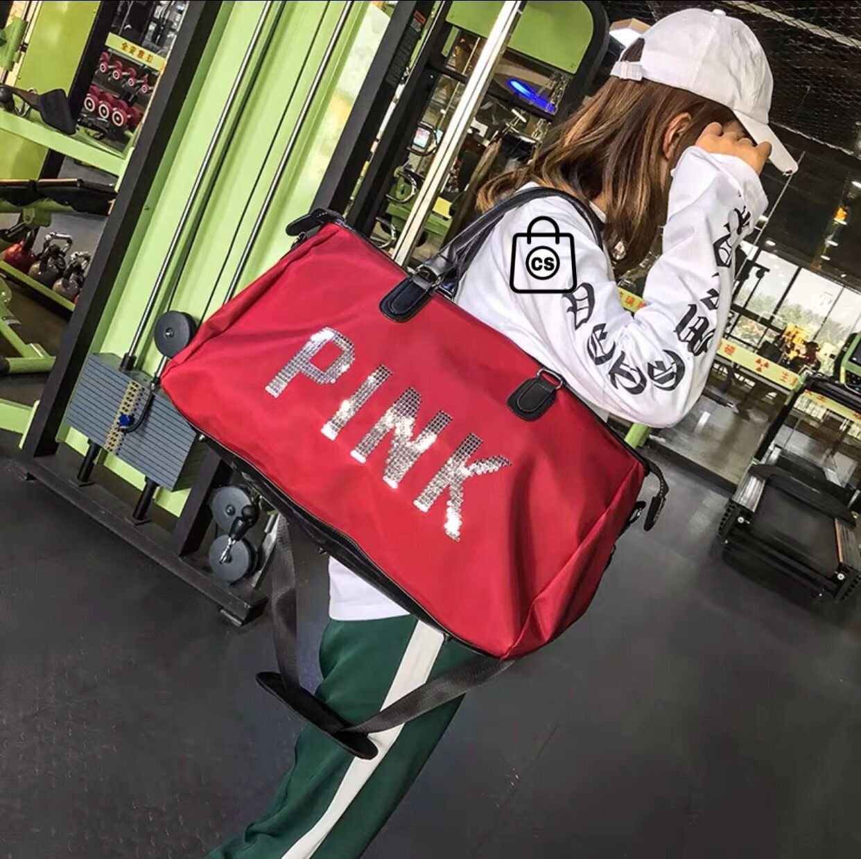 Pink gym bags hot sale