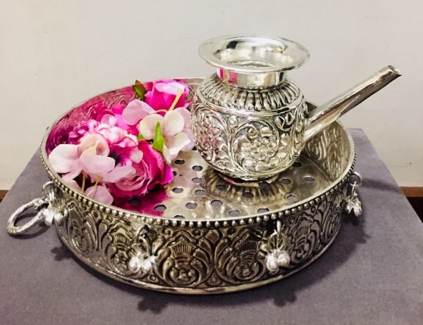 Zupppy Accessories Elegant Silver Plated Chalani for Karwa Chauth Celebrations and Rituals