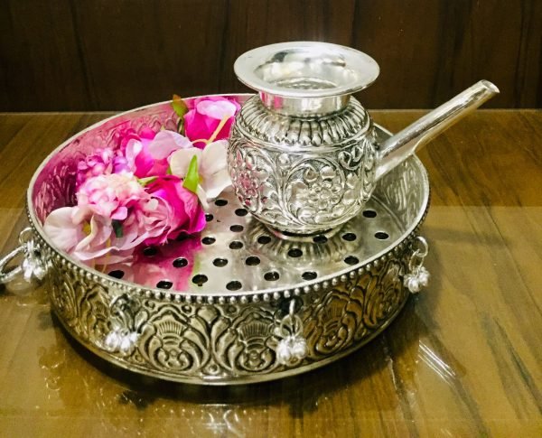 Zupppy Accessories Elegant Silver Plated Chalani for Karwa Chauth Celebrations and Rituals