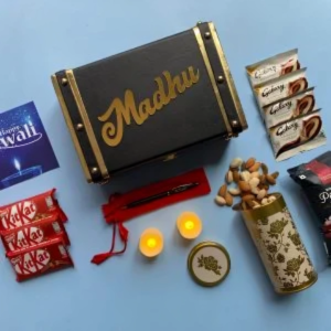 Zupppy Chocolates Luxury Diwali Hamper with Customized Trunk and Cross Pen