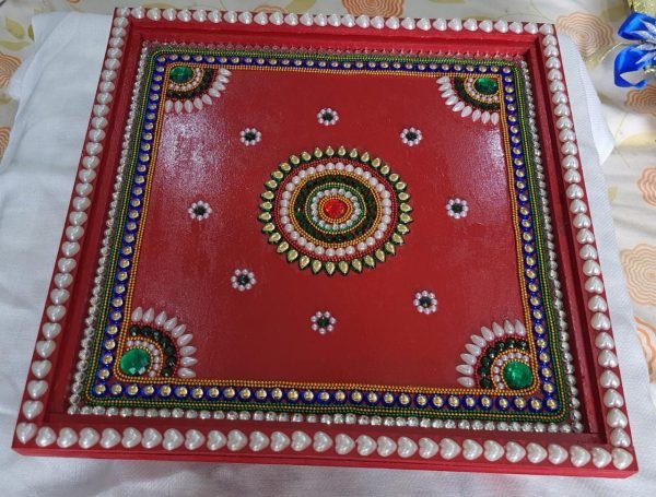 Zupppy Art & Craft Puja Chowki Bajot | Wooden Choki for Sitting with/without Glass