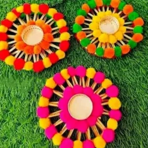 Zupppy Diyas & Candles Diya holder With wax candle (set of 2)