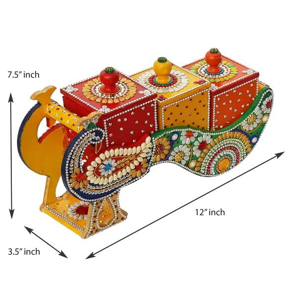 Zupppy Dry Fruits Handcrafted Hand Painted Wooden Decorative Peacock Shape Dry Fruit Box | Zupppy