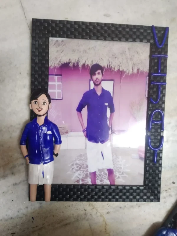 Zupppy Customized Gifts Custom Polymer Clay Figure Frame – Personalized Family Portrait Sculpture