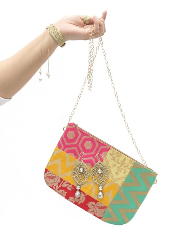 Zupppy Crochet Products Handcrafted Crochet Sling Bag with Colorful Embellishments