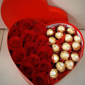 Zupppy Chocolates Heart-Shaped Red Roses & Ferrero Rocher Hamper Box – The Perfect Valentine’s Gift