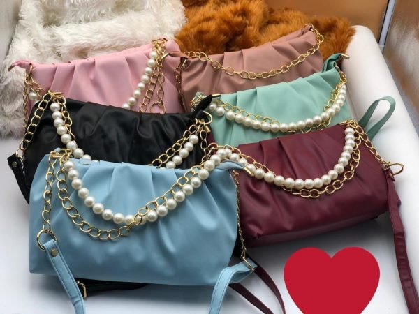 Zupppy Accessories Elegant Front Pearl and Chain Baggit Bags with High-End Finish