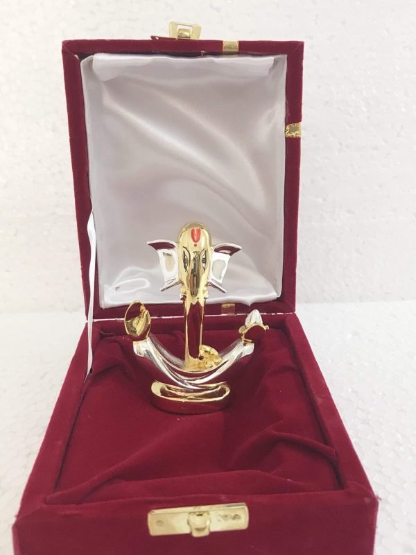 Zupppy Home Decor Gold Plated Anchor Ganesha in Velvet Box