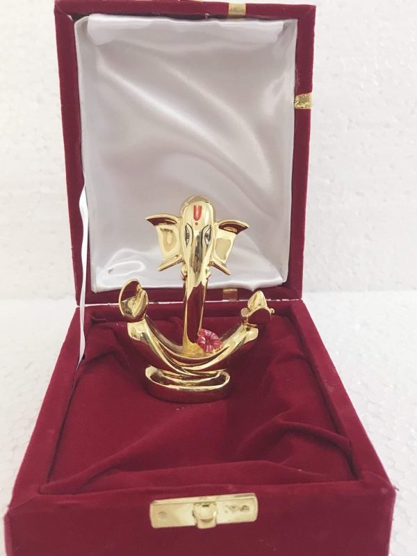 Zupppy Home Decor Gold Plated Anchor Ganesha in Velvet Box