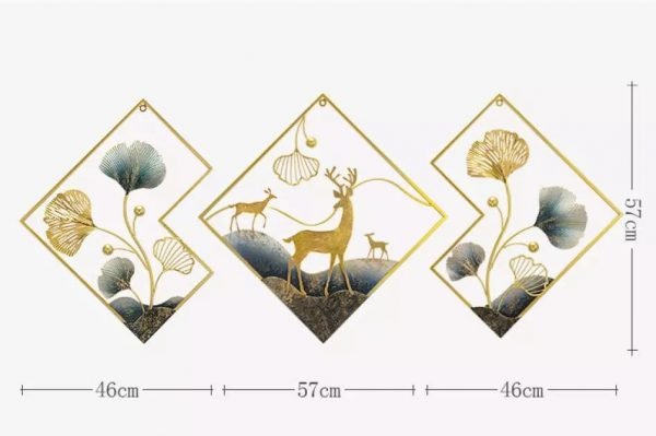 Zupppy Home Decor Deer Shaped Triple Metal Wall Art