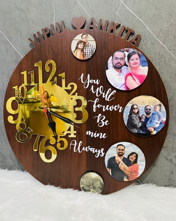 Zupppy Customized Gifts Wooden Customized Photo wall clock