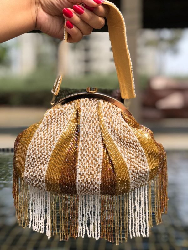 Zupppy Accessories Batua with Tassels | Shades of Gold With Embroidery Belt