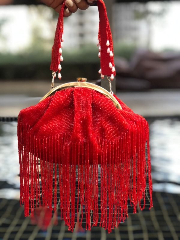 Zupppy Accessories Long tassels red batua potli