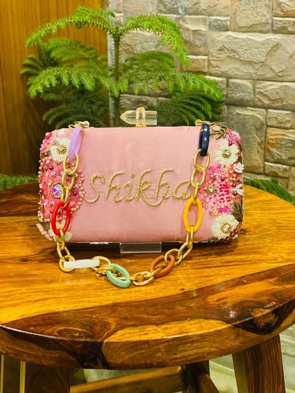 Zupppy Accessories Customized name clutch with heavy chain