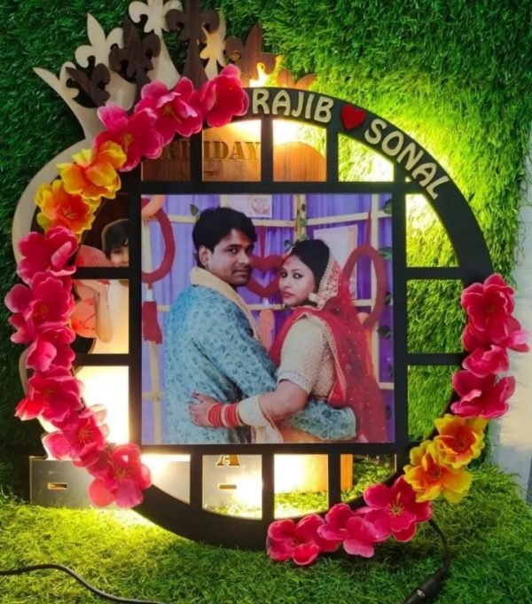 Zupppy Customized Gifts Capture Love: Personalized LED Floral Frame – Order Now!