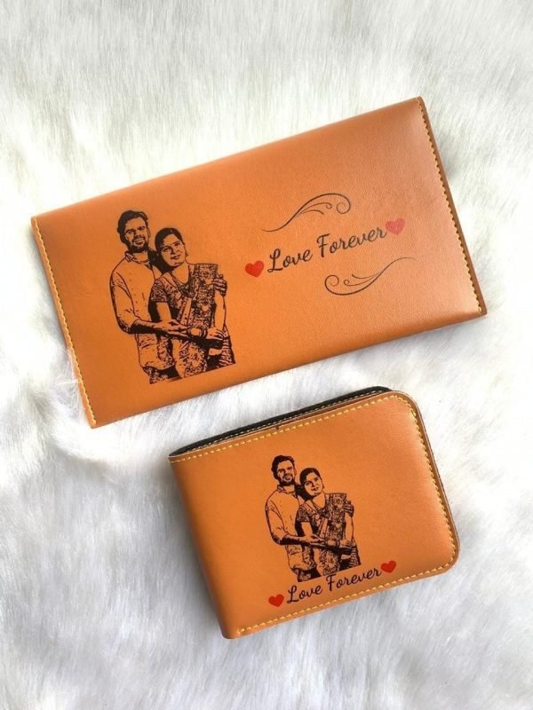 Zupppy Accessories Customized Printed Couple Combo: Men’s Wallet & Ladies’ Clutch | Zupppy