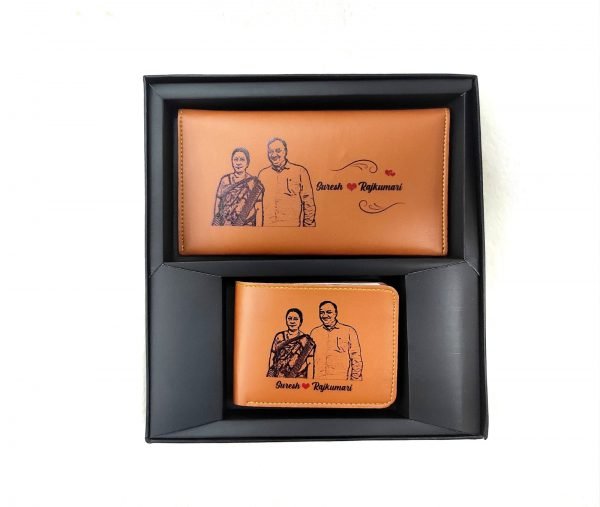 Zupppy Accessories Customized Printed Couple Combo: Men’s Wallet & Ladies’ Clutch | Zupppy