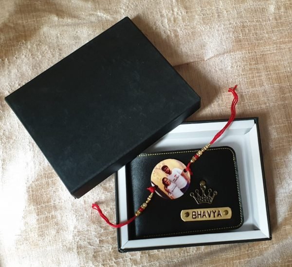 Zupppy Customized Gifts Rakhi Special Combo Online in India – Customized Name Wallet with Photo Rakhi