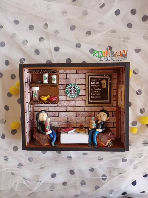 Zupppy Handcrafted Products Starbucks cafe restaurant miniature shadow box personalised frame