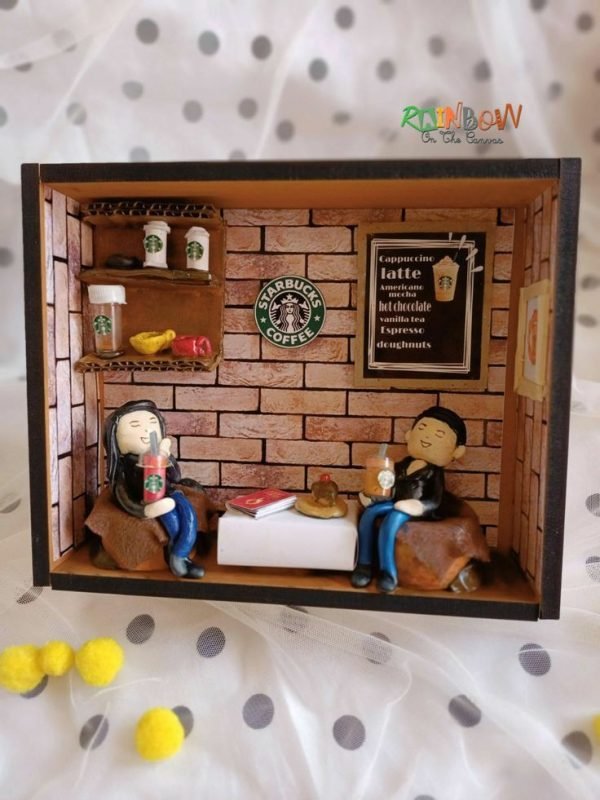 Zupppy Handcrafted Products Starbucks cafe restaurant miniature shadow box personalised frame