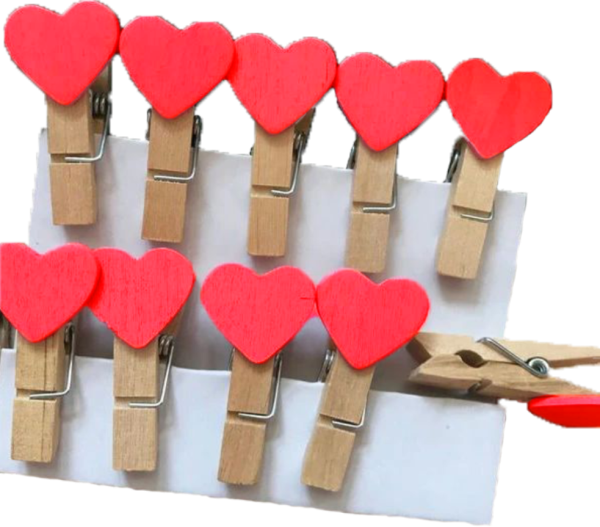 Red Heart Wooden Clips