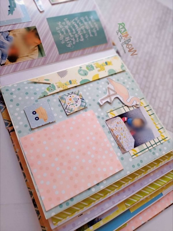 Zupppy Customized Gifts Baby boy birthday scrapbook in pastels customized with photos