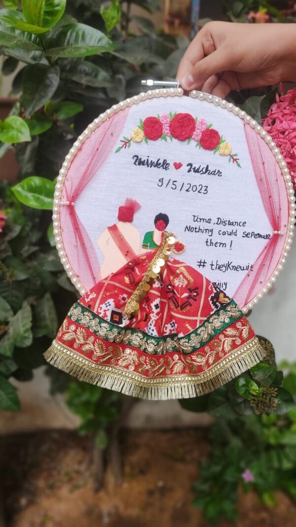 Zupppy Handmade Products Gujarati lehenga wedding embroidery hoop art