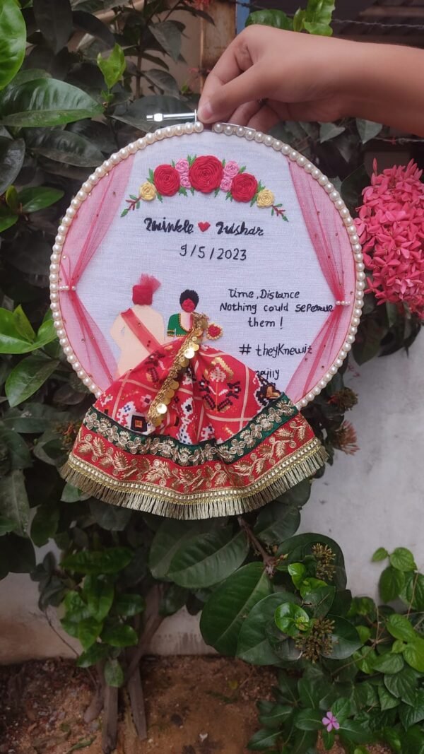 Zupppy Handmade Products Gujarati lehenga wedding embroidery hoop art