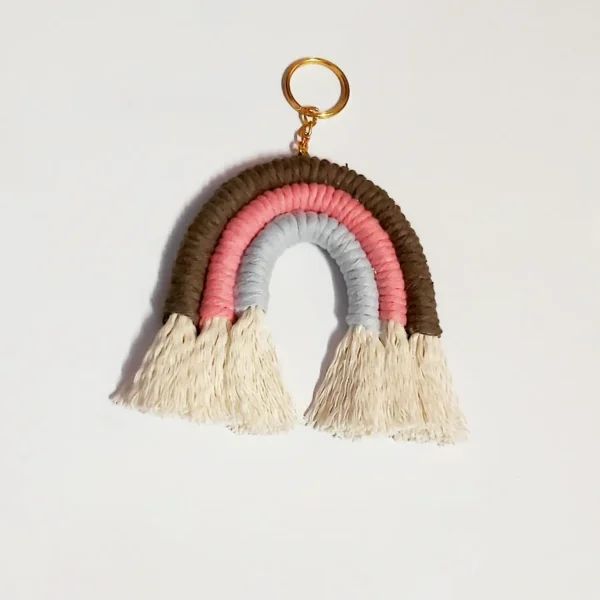 Zupppy Macrame Products Macrame rainbow keychain