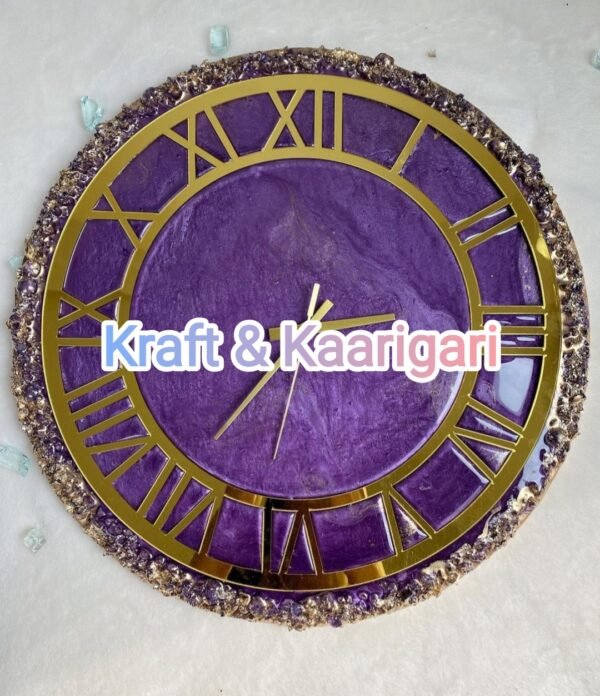 Zupppy Handcrafted Products Purple Resin Wall Clock – Stylish Home Decor Accent