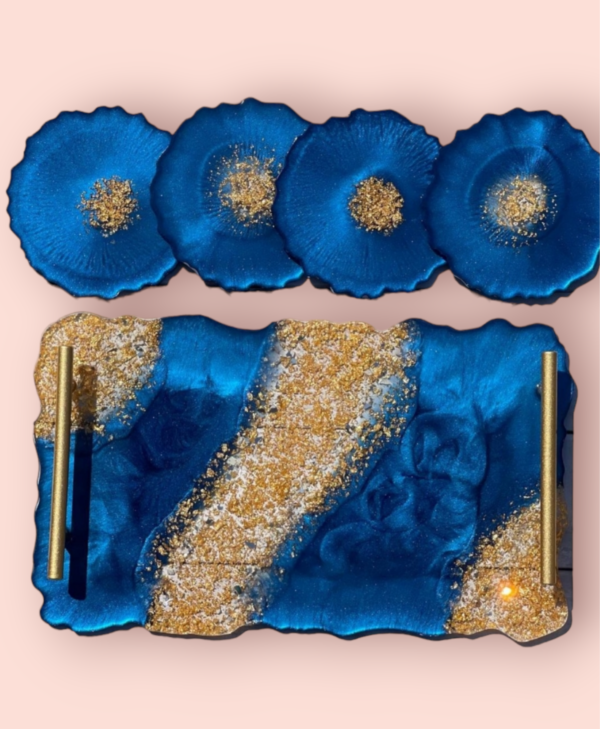 Zupppy Crockery & Utensils Glitter Blue Tray coasters set