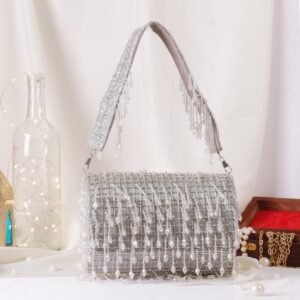 Designer Flap Clutch with Crystal Hanging