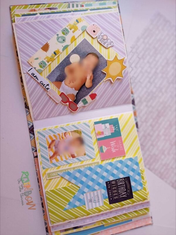 Zupppy Customized Gifts Baby boy birthday scrapbook in pastels customized with photos