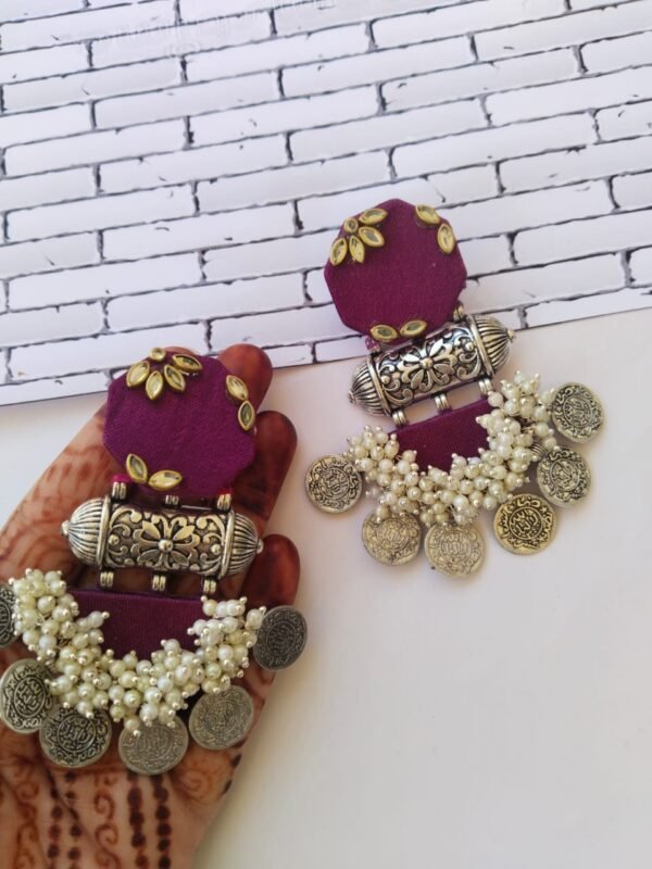 Zupppy Jewellery Rainvas Wine color coins beaded earrings