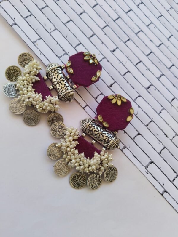 Zupppy Jewellery Rainvas Wine color coins beaded earrings