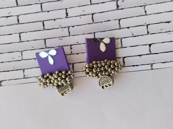 Zupppy Jewellery Rainvas Purple mirror square earrings with ghungroos