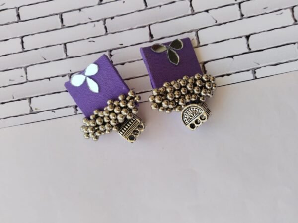 Zupppy Jewellery Rainvas Purple mirror square earrings with ghungroos