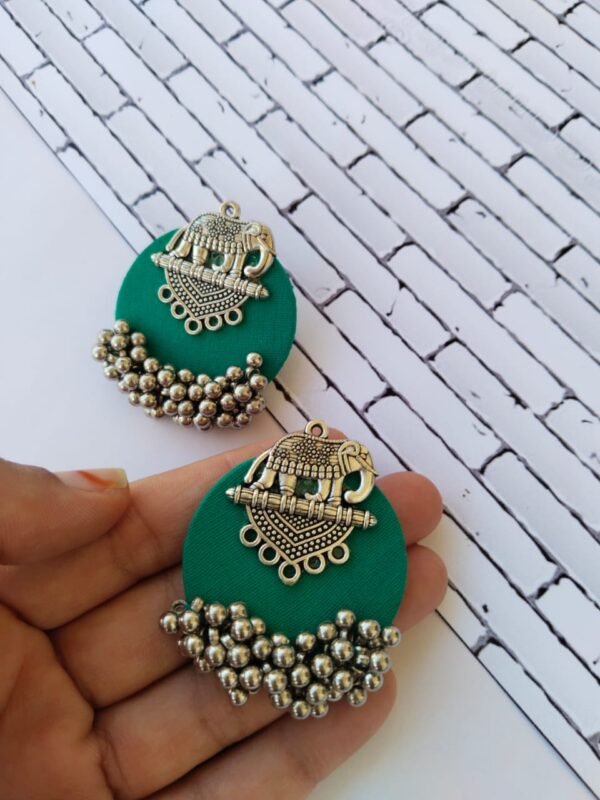 Zupppy Jewellery Rainvas Sea green silver elephant studs earrings